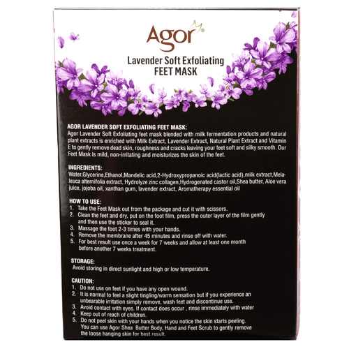 Agor Lavender Soft Exfoliating Feet Mask ( 7 Pairs)