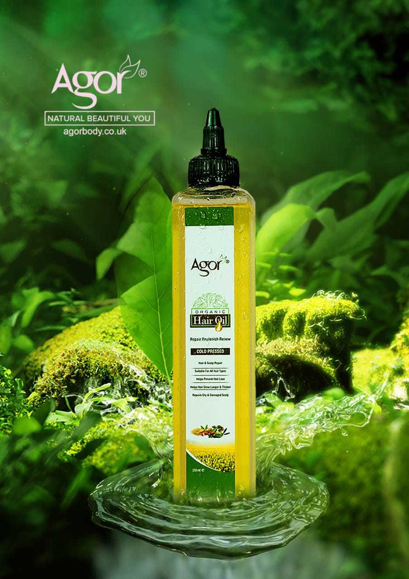 Organic hair oil made with natural ingredients for healthy, shiny hair